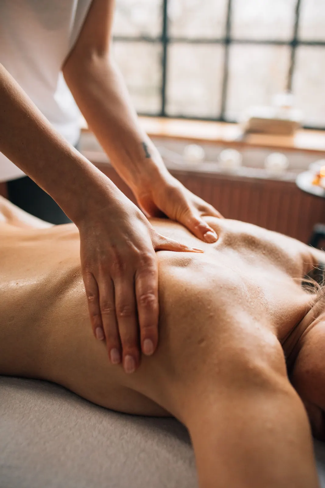 Massage treatment with a Knead Massage therapist in Telford
