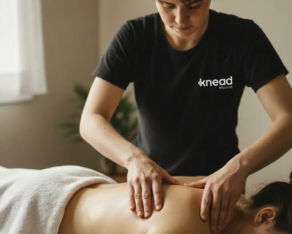 massage therapist treating a client